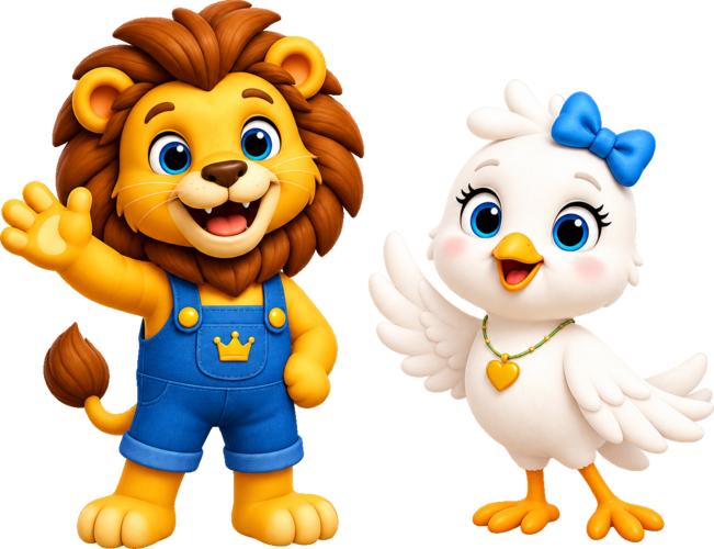Léo e Lili, mascotes do Clubinho de Jesus